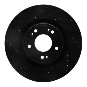 Hyundai Genesis Brake Rotor (1) - Front Left - R1 Concepts - Drilled & Slotted - Black - `09-`11